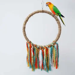 Pet Bird Parrot Toy Cotton Rope Circle Toys morso da masticare pappagallo persico Hanging Cage Swing Rope Ring Stand Climb Toy forniture per uccelli