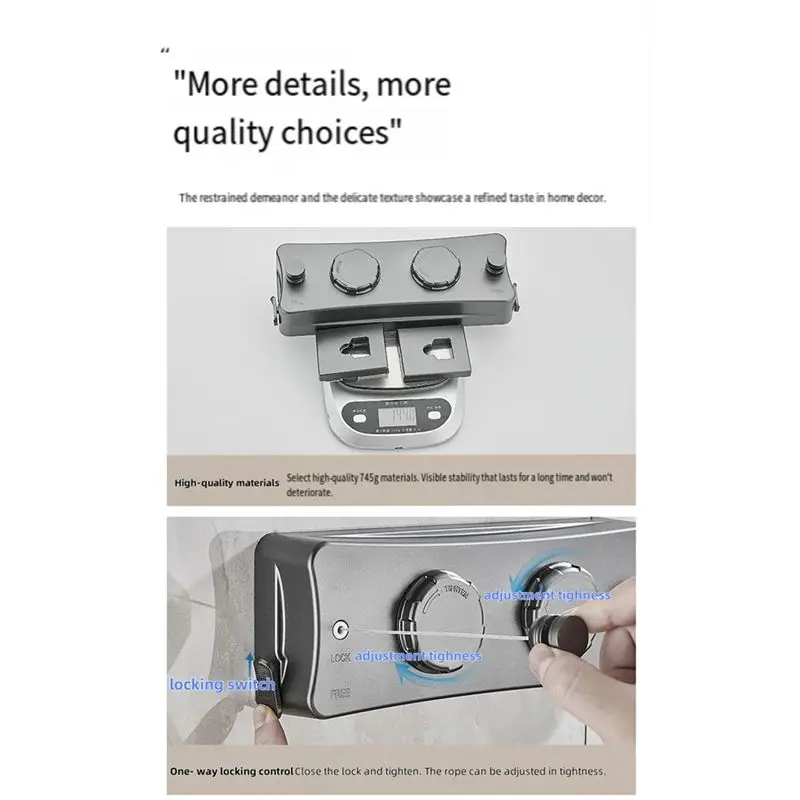 A84X-5.1 Meters Retractable Clothesline Dryer Indoor/Outdoor Bathroom Drying Rack Clothes Rack Laundry Drying Hanger Double A