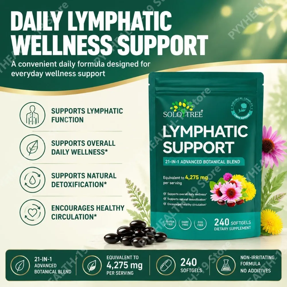 Solo Tree Lymphatic Support Softgels with 21-in-1 Botanical Blend for Lymph Function & Circulation Support, Adults, 240 Softgels