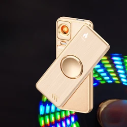 2024 New Rotating Fingertip Gyroscope Lighter Tungsten Wire USB Charging Windproof Lighter Creative LED Light Relaxation Gift