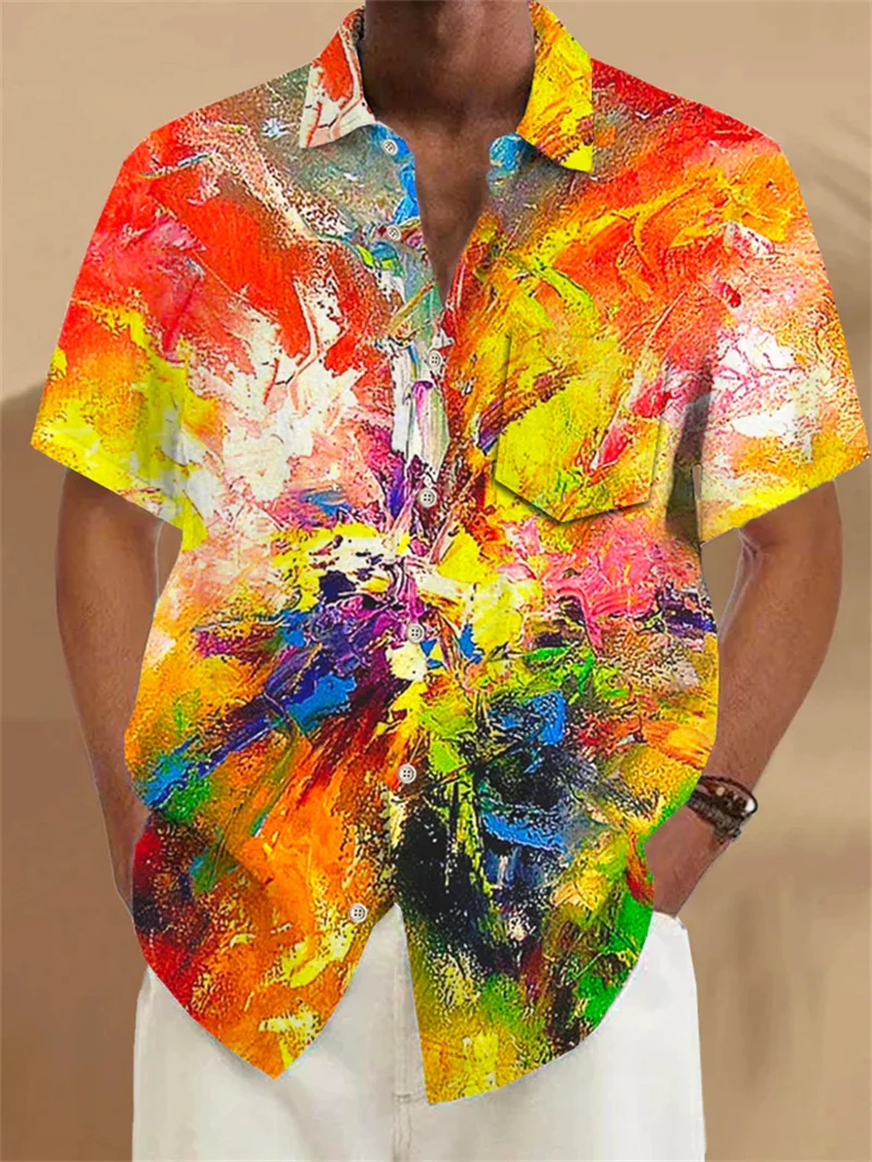 Men's shirt 3D retro horror skull rock print Gothic rock Hawaiian shirt short sleeved top Harajuku