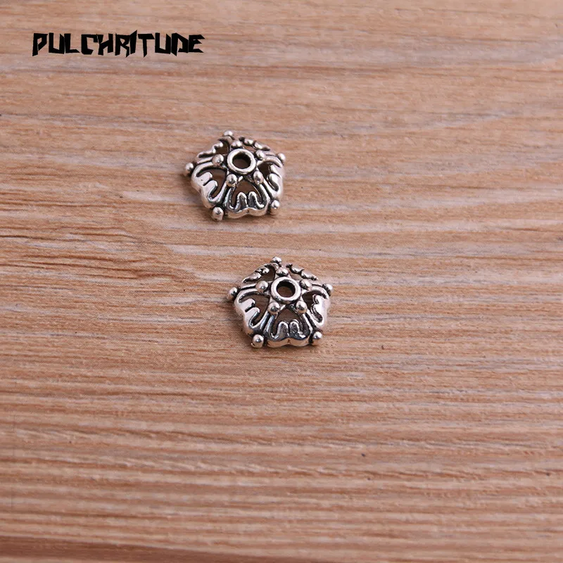 60pcs 4*12*12mm Two Color Bead Caps Charm Hollow Small Flower Pendants Jewelry Accessories DIY Receptacle Charms