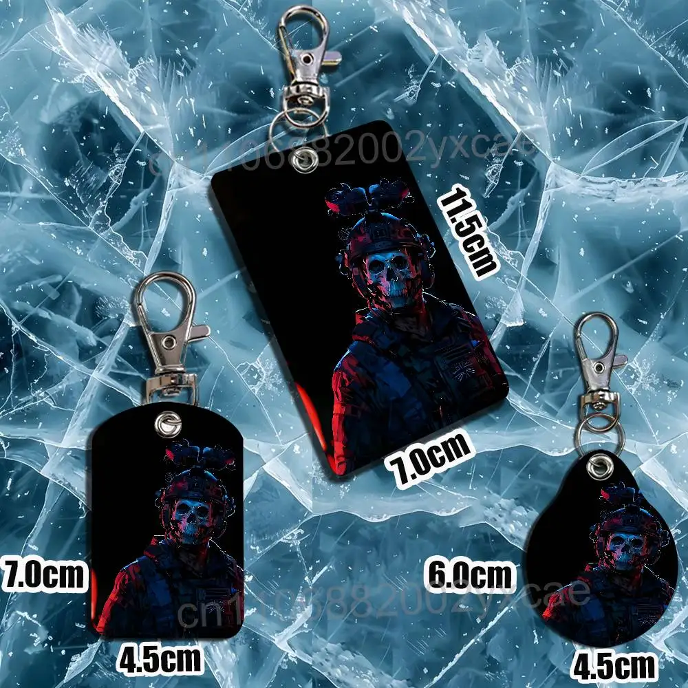 Ghost COD Keegan Call of Duty Keychain Holder Suitable For Subway Bank Card Bus Card Case Badge Holder Wallet Card Textured view 3