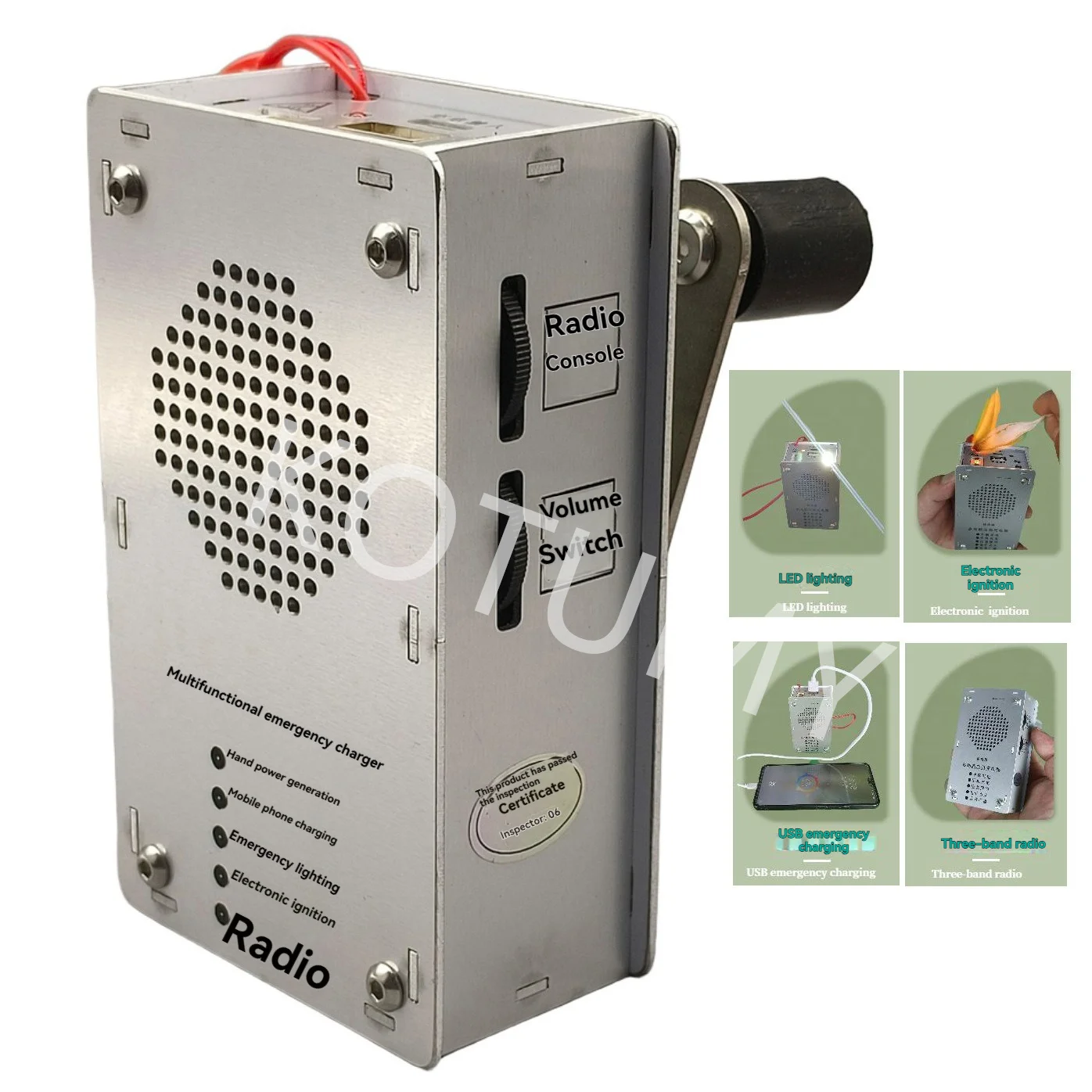 Hand Cranked Generator Emergency Power Bank Outdoor Power Supply Camping Outdoor Lighting Ignition Waterproofing