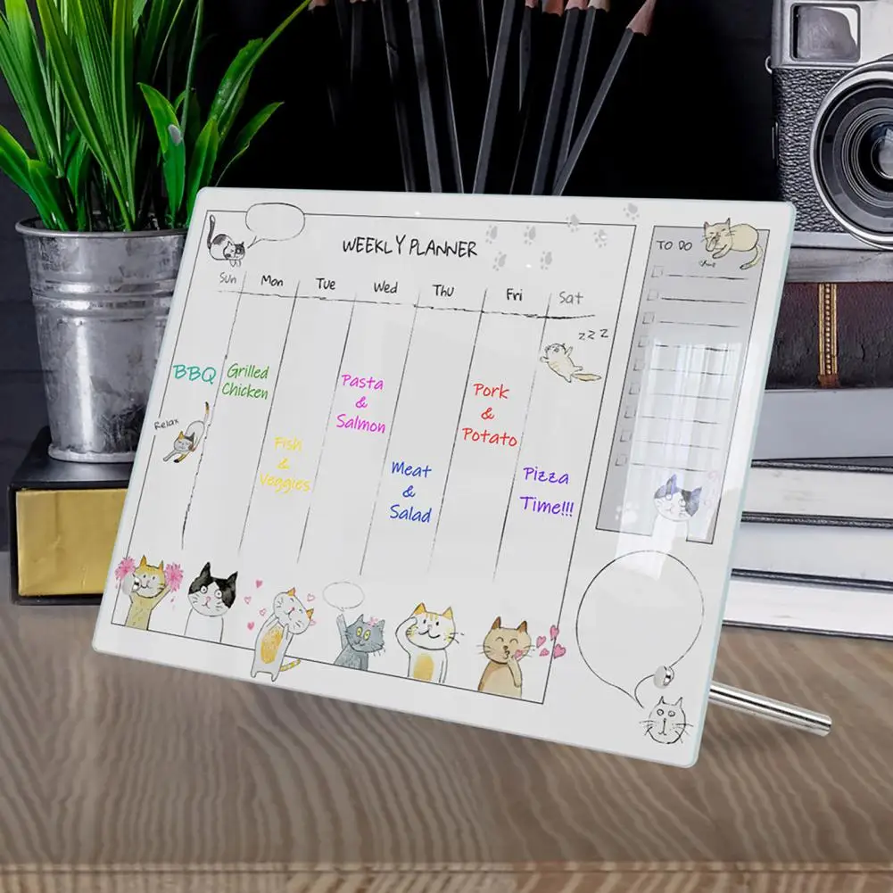 Monthly Planner Whiteboard Acrylic Desktop Whiteboard Calendar Weekly Planner with Stand Small Office Reminder Display for Home