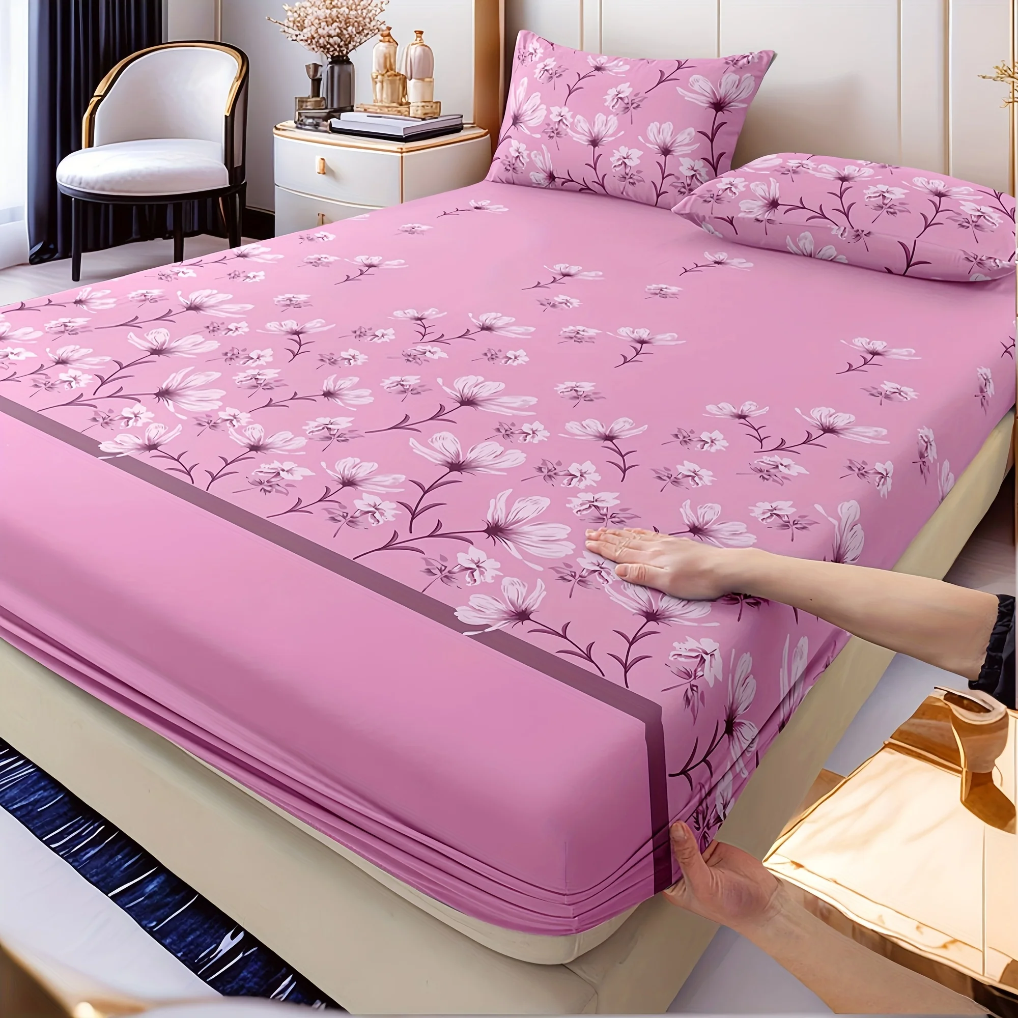 Skincare Queen - Set Sprei Premium Pink Magnolia untuk