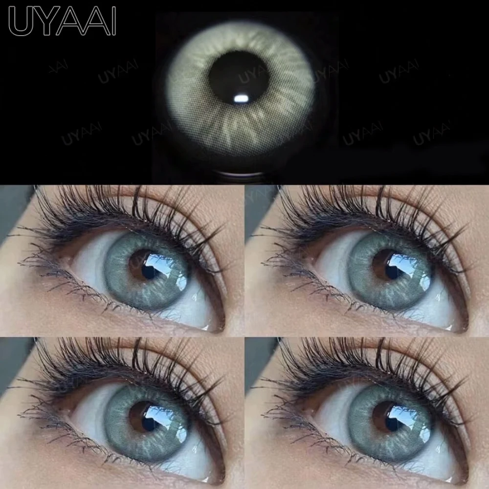 Lentes de contato UYAAI Lentes de contato coloridas de alta qualidade Lentes de contato verdes naturais para olhos Lentes de olhos azuis Mulheres Lente natural cosmética