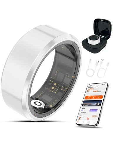 Casatelier White Ceramic Smart Ring, Accurately Tracks SpO2, Heart Rate & Sleep, Long Battery Life, IP68 Waterproof, No Subscription, Android & iOS Compatible, Couple's Gift