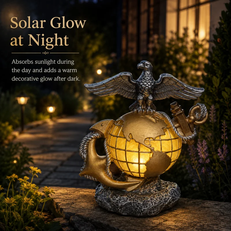 Solar Eagle Anchor Globe Garden Statue Light Waterproof Outdoor LED Solar Powered Landscape Lamp Nautical Resin Sculpture Decor