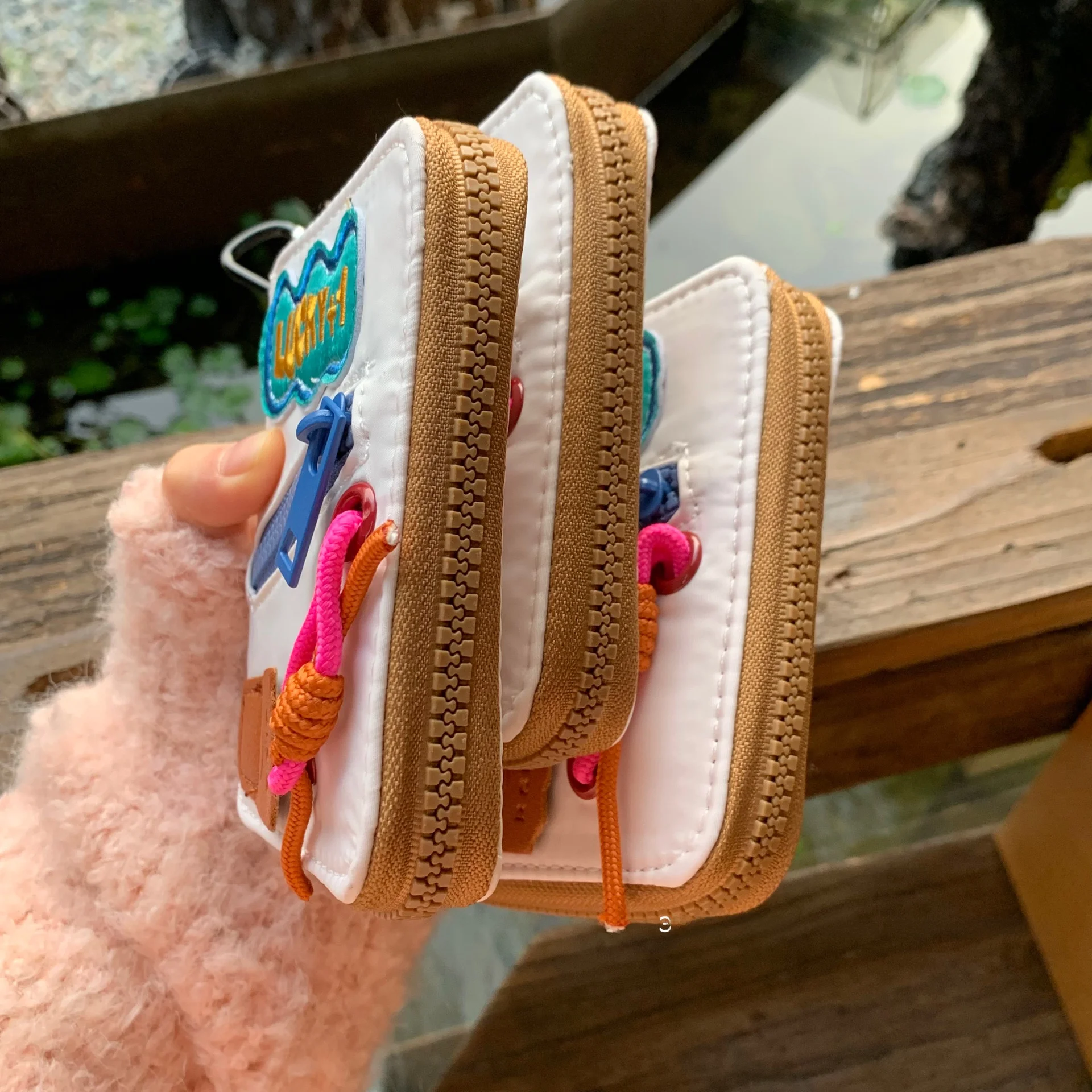 Luy M Portafoglio multi-carta con cerniera in tessuto grande Capaci Portamonete portatile Portafoglio ort Sle con superficie morbida