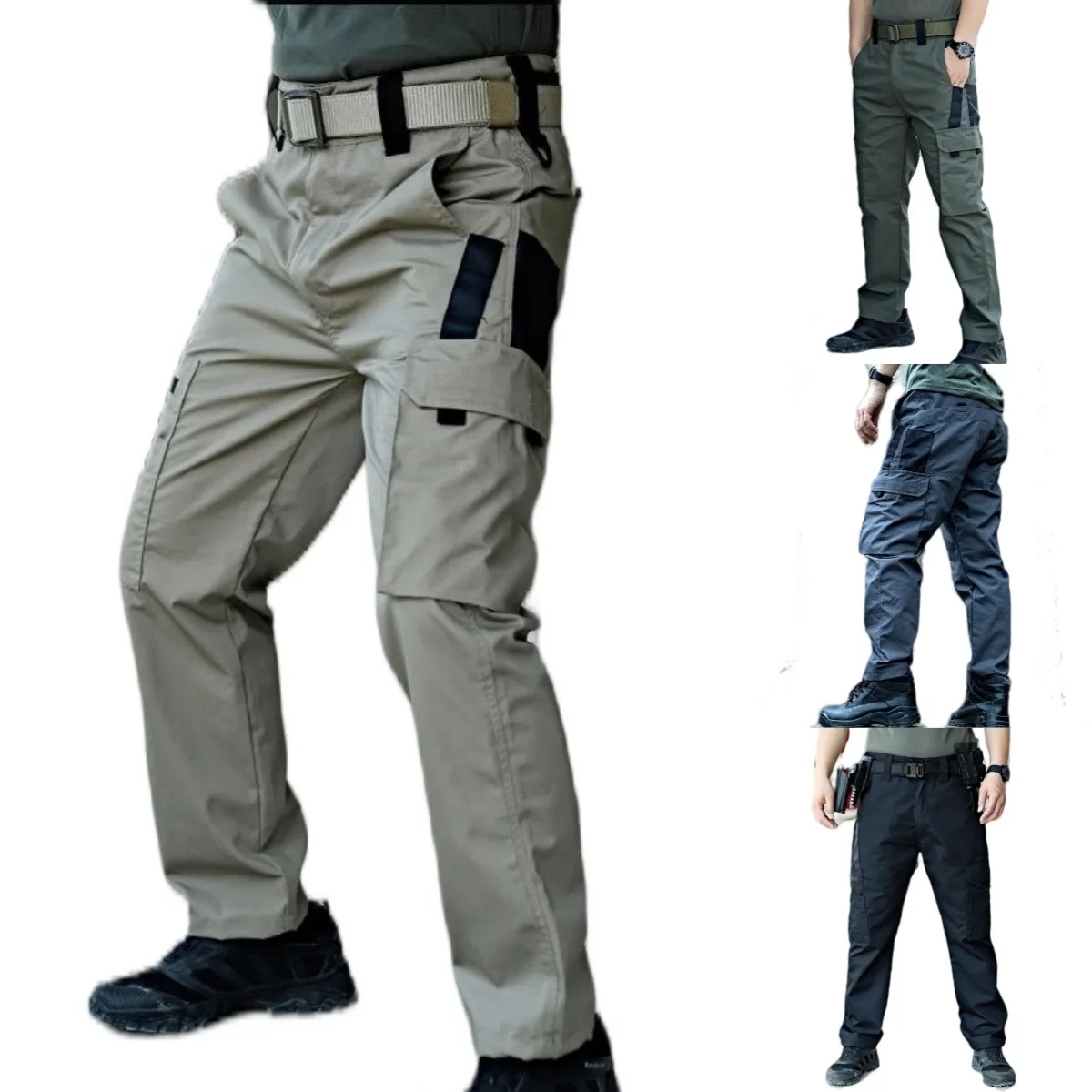 Men's Durable Outdoor Tactical Work Pants – Waterproof, Multi-Pocket, Straight-Leg Cargo Trousers