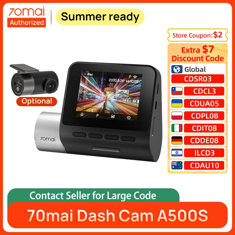 70mai A500S Dash Cam Pro Plus+ 1944P 140FOV 70mai Car DVR Support