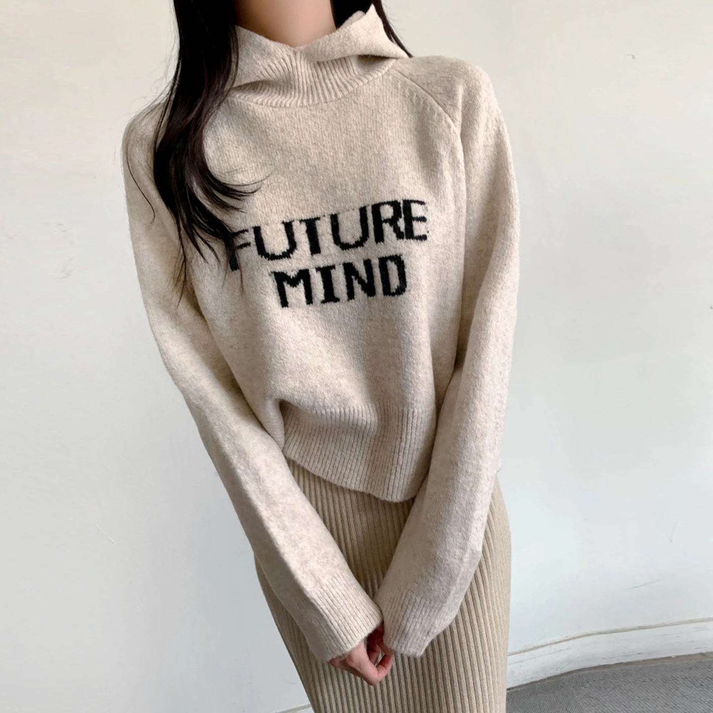 

Вязаный свитер в американском стиле ретро Y2K, модная жаккардовая толстовка с капюшоном и надписью