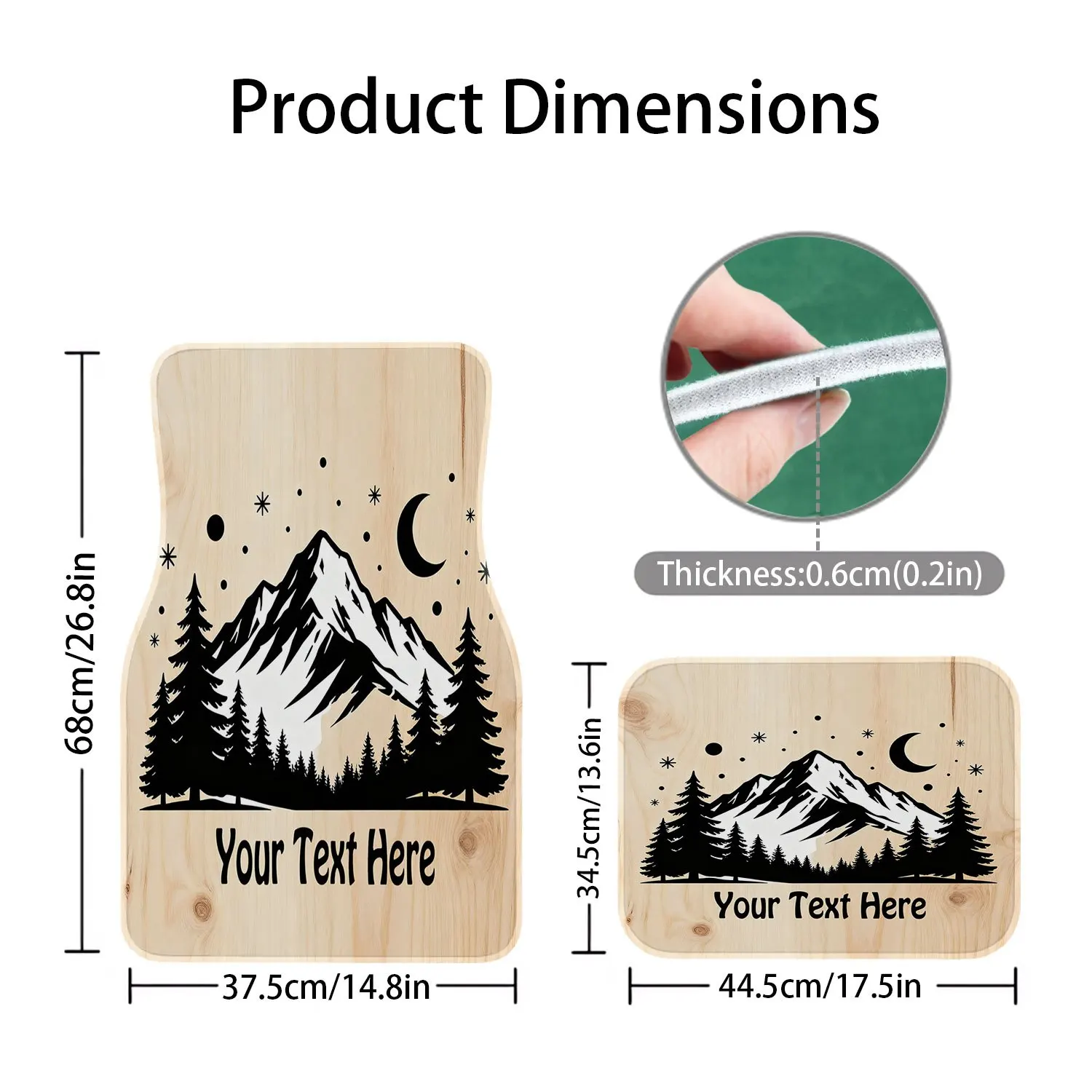 Silhouettes Of Mountains And Forests With Moon And Stars, Universal Car Floor Mats, Customized Anti-slip Foot Mats, And Anti-dir