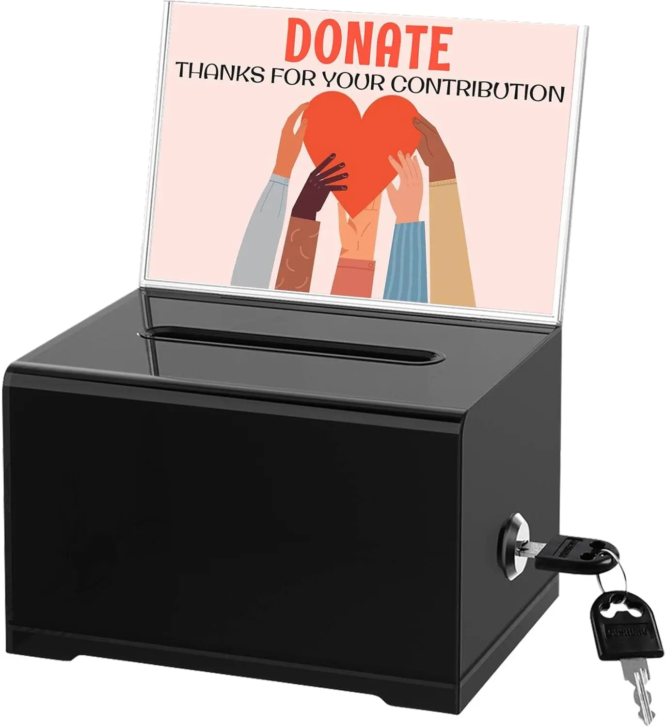 

Clear Acrylic Donation Box with Lock, 2 Pack for Fundraising, Tips, Ballot Voting, Suggestion Collection, 6.2x4.6x4.0 Inch
