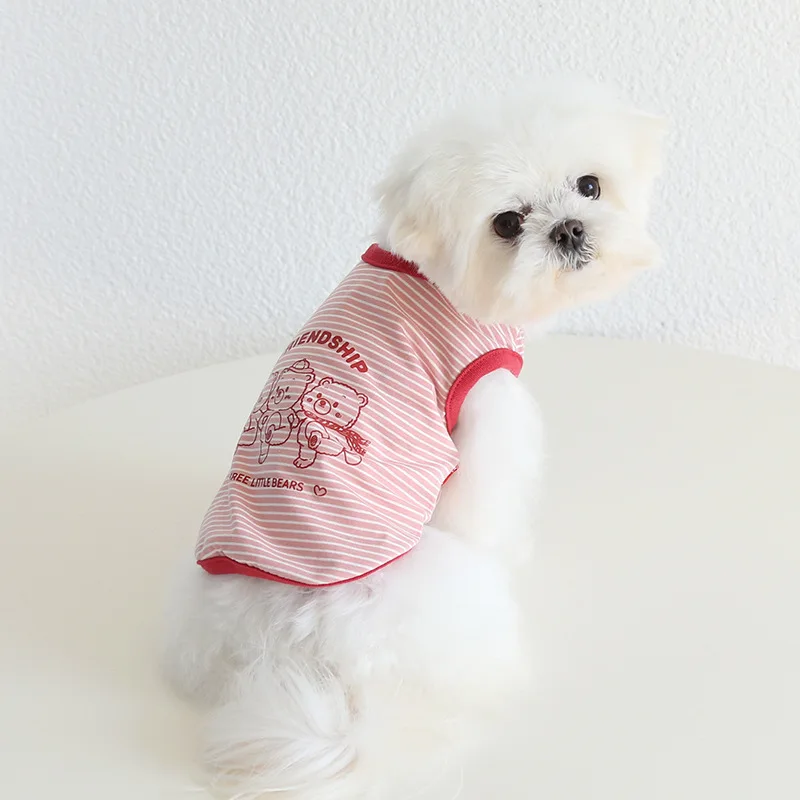 

Mutihome 2026 Summer Pet Dog Suppliers Cute Striped T-shirt Top Tank Top Pure Cotton Cute Dog Clothes Pet Cat Clothes