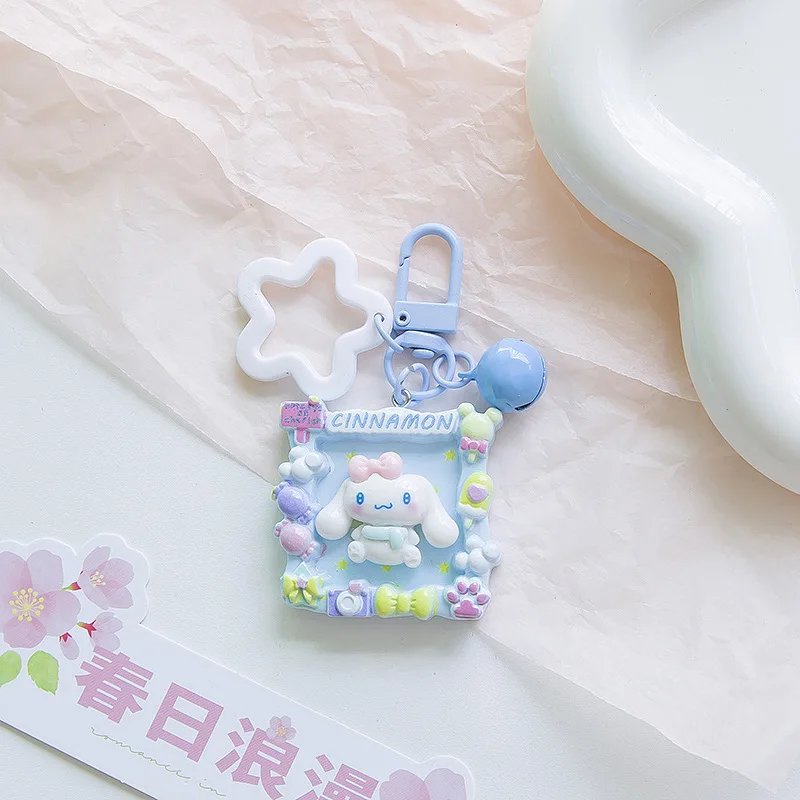 

New Sanrio Resin Key Chain Cartoon Picture Frame Shape Acrylic Backpack Pendant DIY Decoration Lanyard Accessories Birthday Gift
