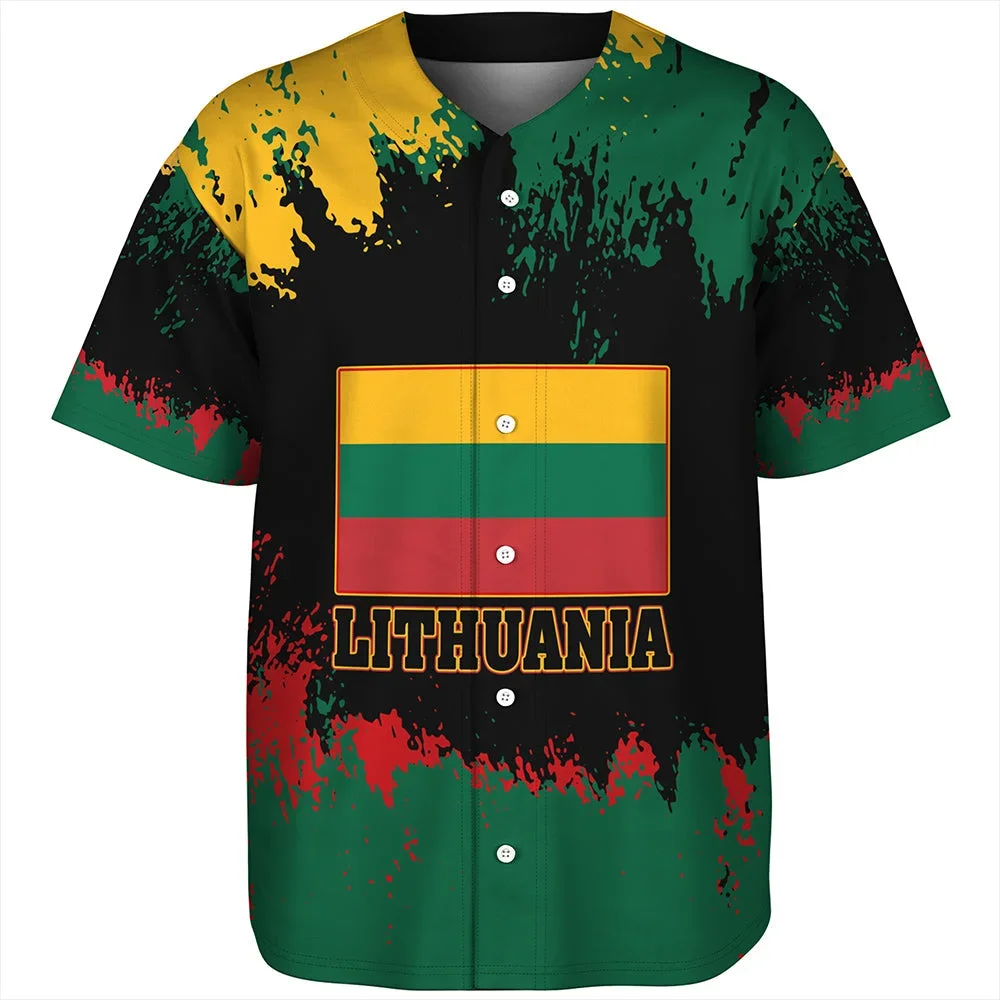 Lithuania Blood Knight Flag 3D Printed Baseball Jersey Shirt Men's Tops Tee Oversized Streetwear-1