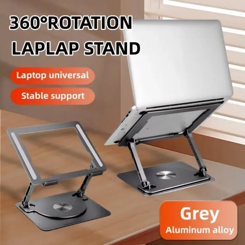 Ergonomically Designed Universal Aluminum 360 Degree Adjustable Folding Laptop Stand Hollow Out Desktop Lift with Metal Material