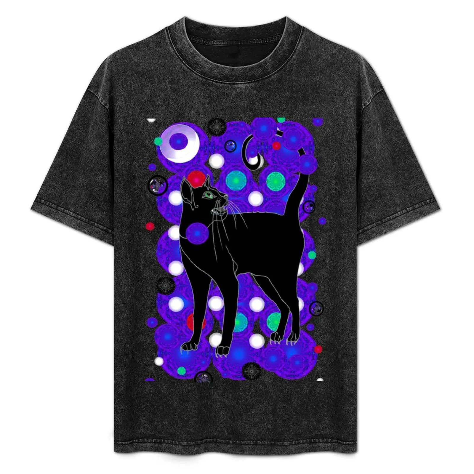 

Purple Moon Cat T-Shirt Outdoor Work Short Sleeve Top