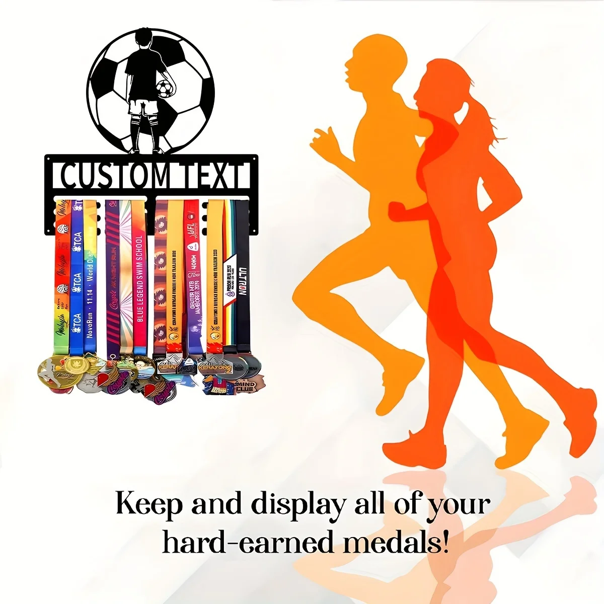 custom Supernova football Metal medal display rack , Valentines Gift,for room Decor, Suitable for Basketball, Football exercise