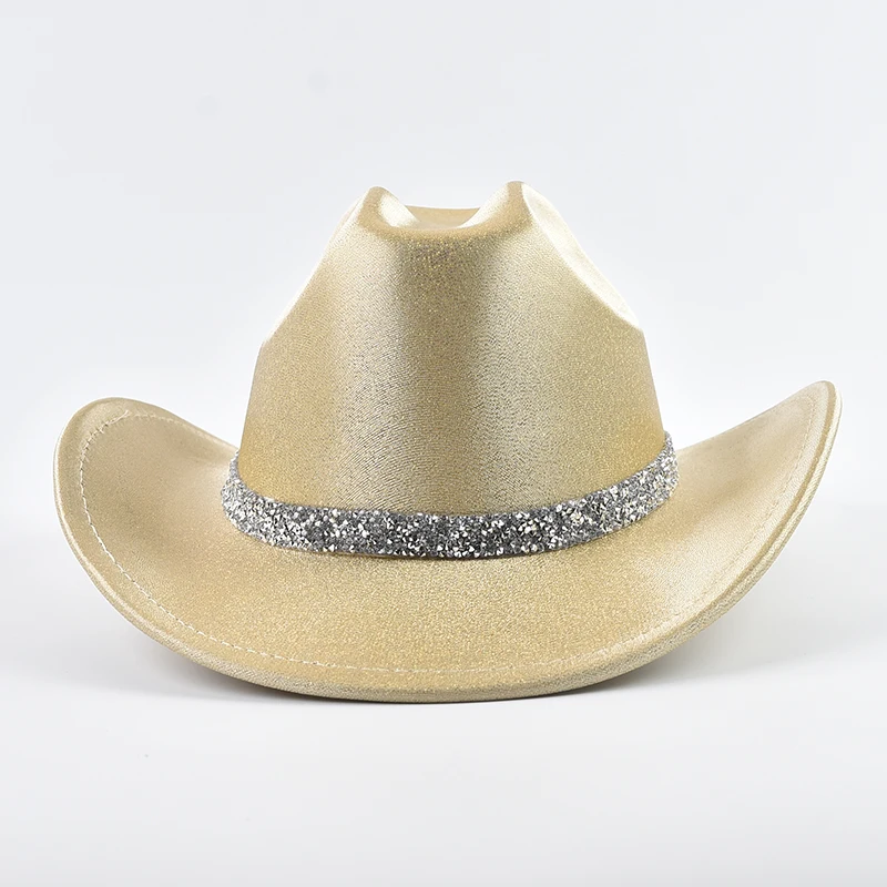 Western Style Cowboy Hat Fashion Roll Up Brim Party Dress Fedora Hat Festival Costume Party Play Cowgirl Hat