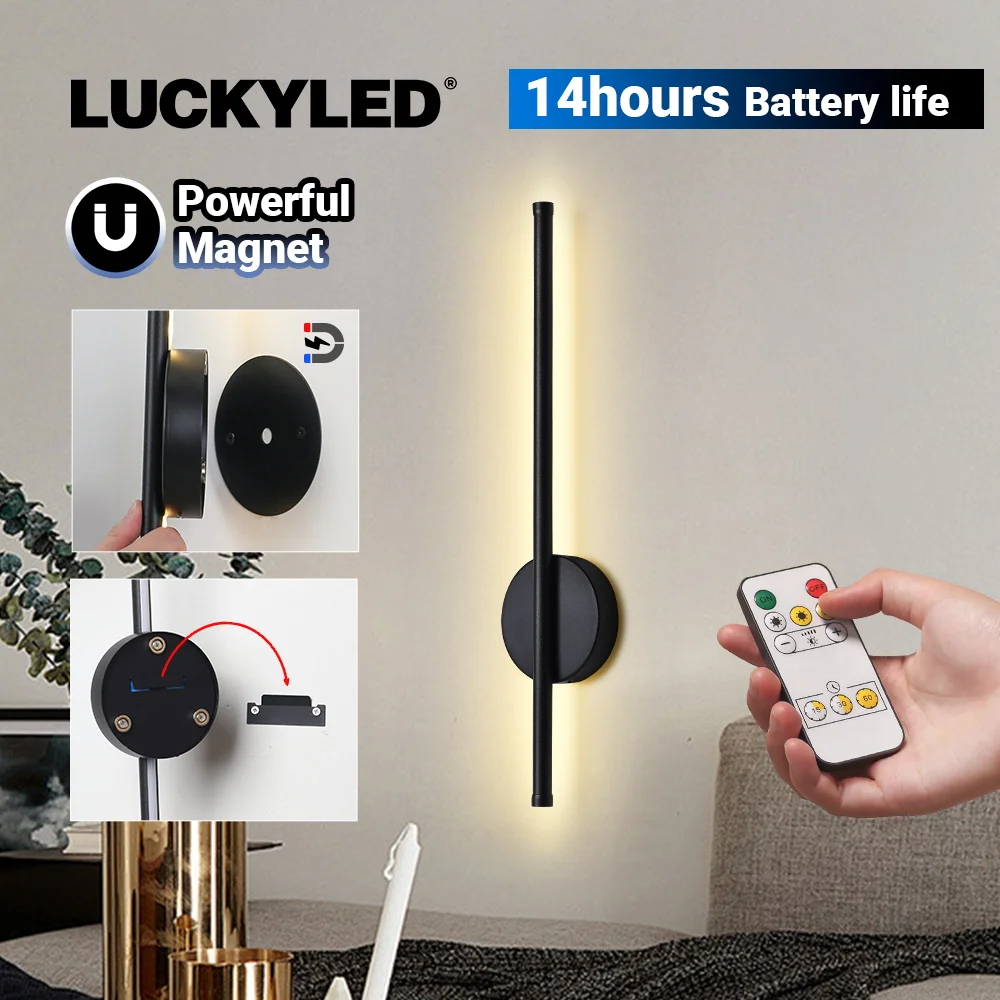 Battery Operated Wireless Wall Lights Set of 2/1 Interior Wall Sconce Dimming LED Wall Lamp Rechargeable Usb Bedroom Beside Lamp