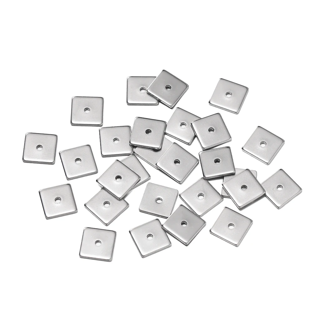 50pcs/lot 4/5/6/8mm Stainless Steel Gold Square Flat Spacer Bead for DIY Handmade Bracelet Necklace Jewelry Making Accessorie