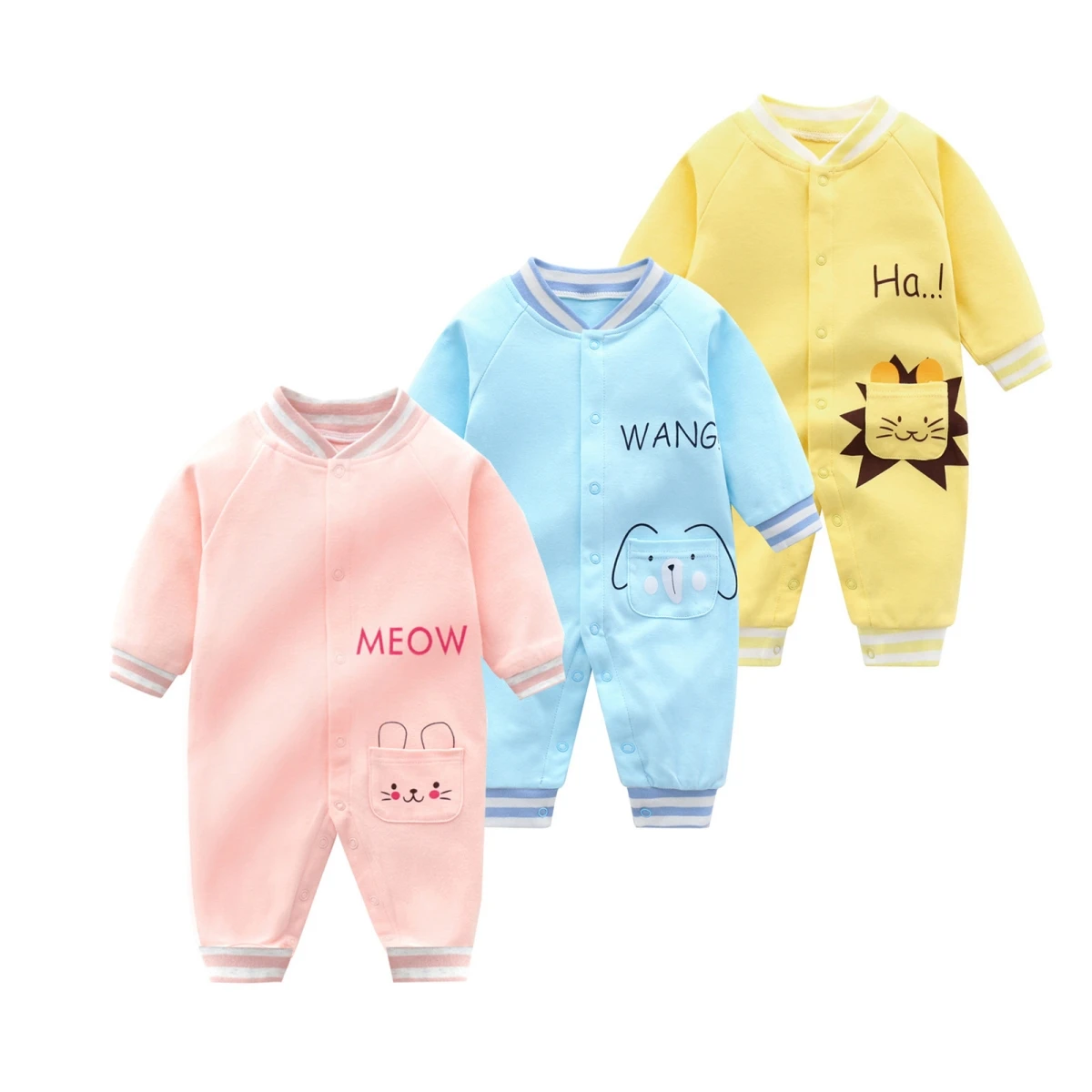 

2024 Spring and Autumn Babies girl boys Onesie cotton long sleeve rompers cartoon print baby clothes infant clothing home wear