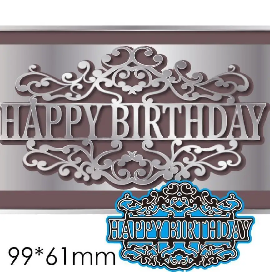 happy birthday letter Metal Cutting Dies Cut Mold Decoration Scrapbook Paper Craft Knife Mould Blade Punch Stencils