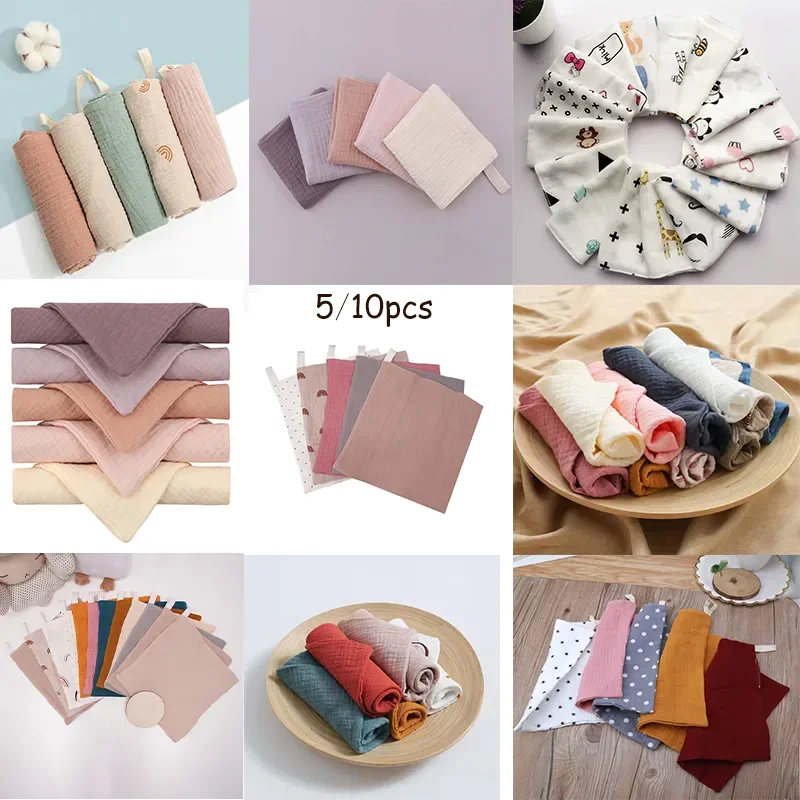 

5~10pcs Baby Infant Towel Muslin Towel Handkerchiefs Two Layers Wipe Towel 6 layer densely woven muslin cotton Adult kids Towels