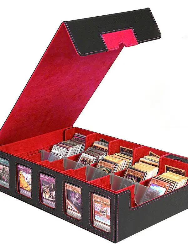Multi‑Compartment PU Leather TCG Card Storage Box Window‑View Large‑Capacity Organizer for Gaming Trading Card Collections view 4