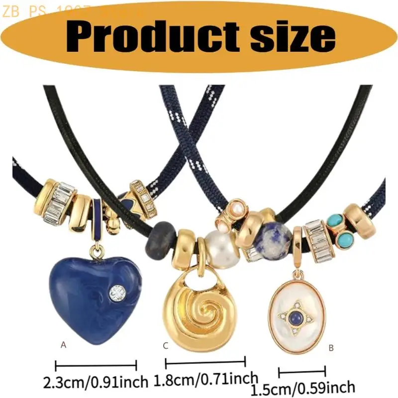 Gold Plated Copper Alloy Necklace With Zircon And Natural Stone For Women Adjustable Black Cord 31-40cm For Beach 55KA