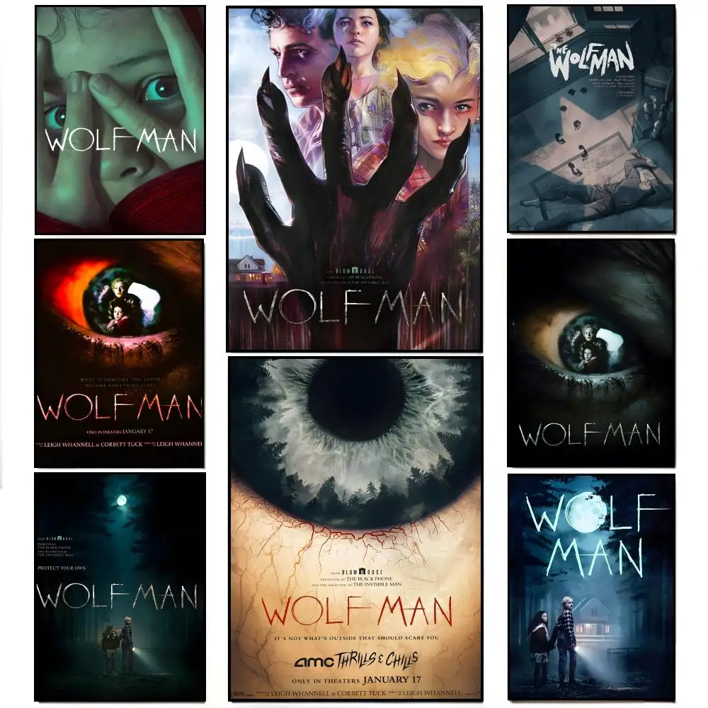 Vintage Thrilling American Movie W-Wolf M-Man Poster Poster HD  Waterproof Wall Sticker Bar Living Room Decor Gift