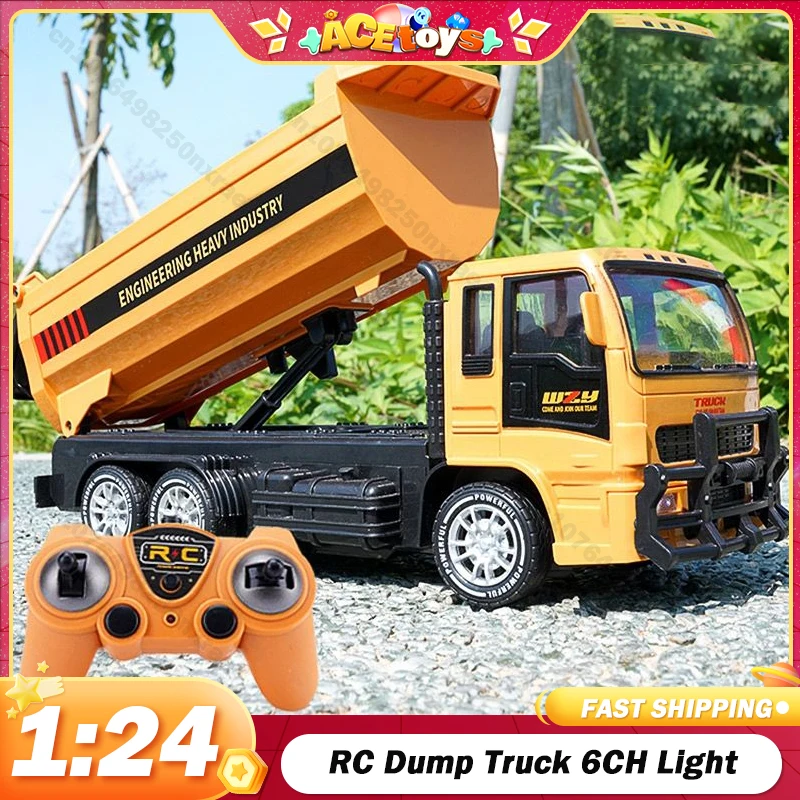 

1/24 6CH RC Dump Truck Car Engineering Vehicle with Light Sound Forklift Heavy Remote Control Car Toys for Boys Children's Gifts