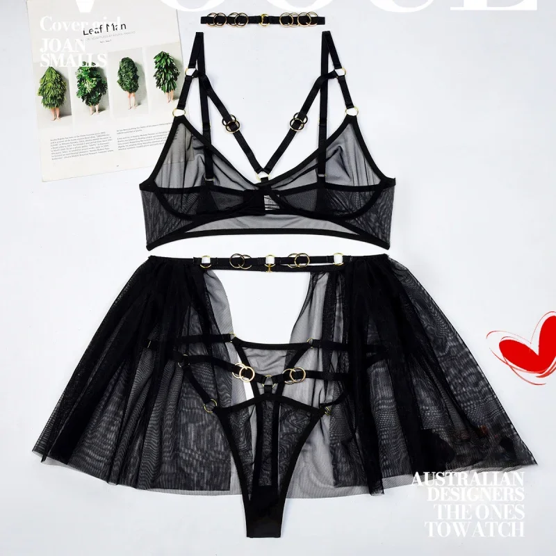 

Bikini Underwear Set Metal Ring Mesh Swimsuit separates Four-Piece Set