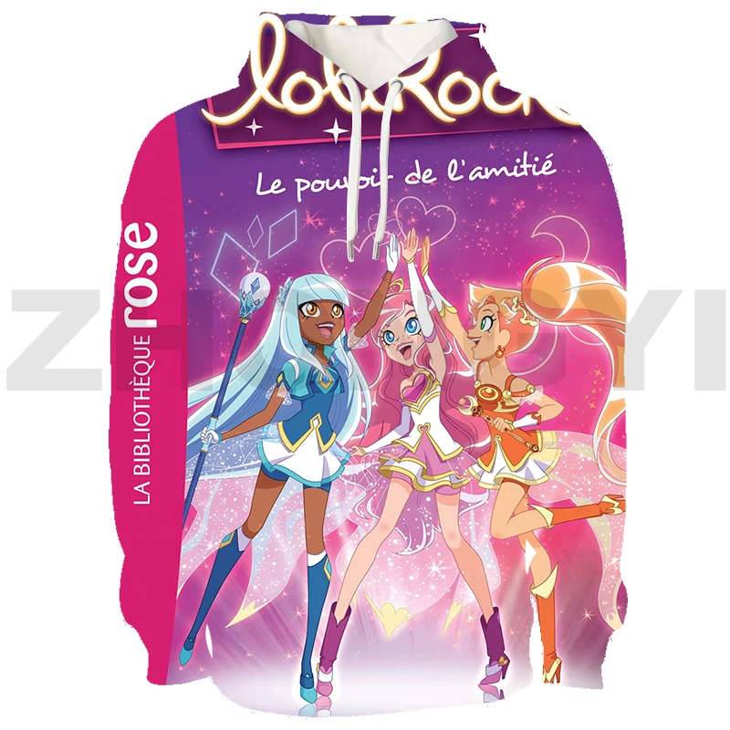 

Толстовка Lolirock детская с капюшоном, свитшот, пуловер оверсайз, уличная одежда для маленьких девочек, 3D аниме, кавайная одежда Lolirock для детей