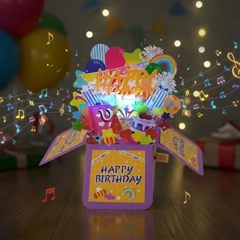 

Светодиодная музыкальная поздравительная открытка, настольный орнамент с ремесленным дизайном, двойная функция, сувениры на D2RD