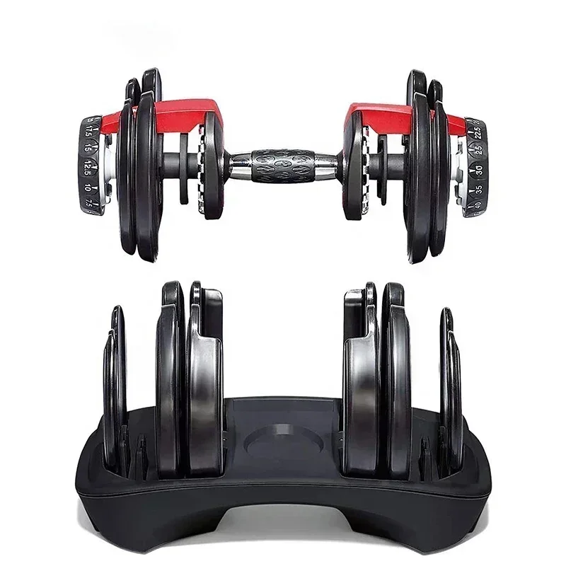 Fitness Dumbells Pair Adjustable Weight Dumbbells Set Commercial Cast Iron Logo Unisex Adjustable Dumbbell 24KG Black