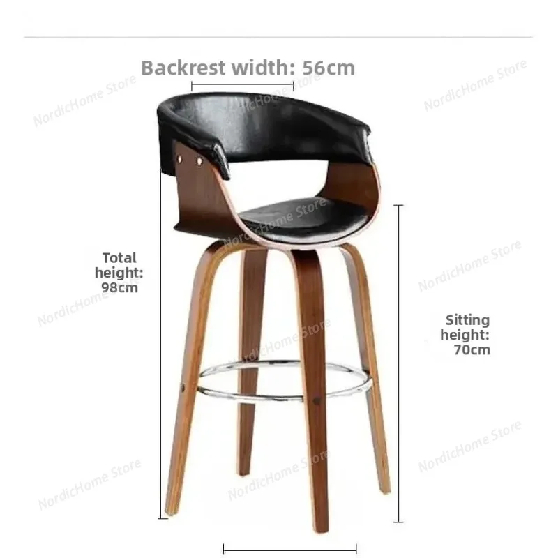 

Nordic Light Luxury Cafe Restaurant Comfortable Backrest Soft Pack Dining Chair Solid Wood Bar Chairs Home Leisure High Stools
