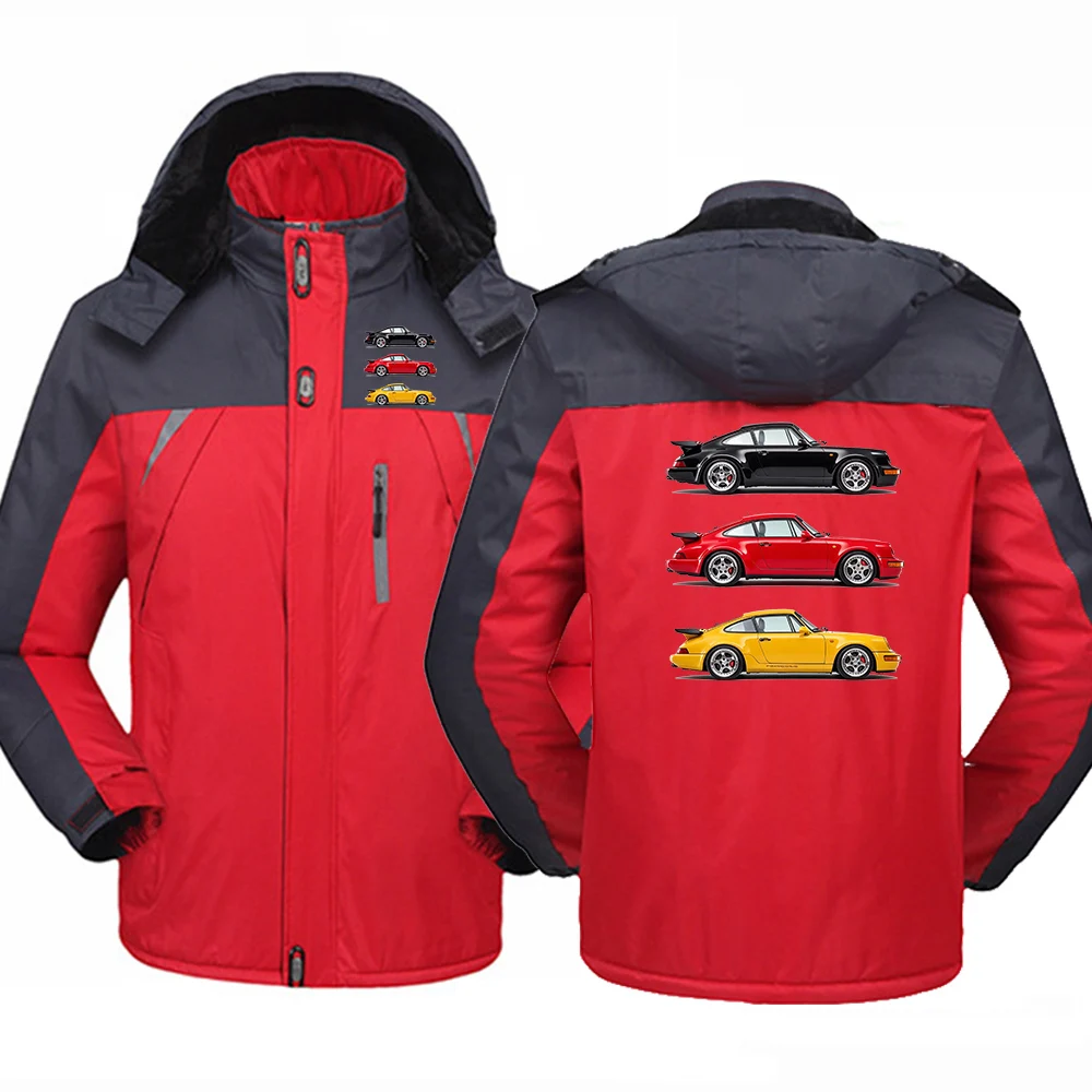 Men's Coat Hoodies Retro car pattern Logo Print 2026 Autumn And Winter Convenient and Practical Thicken Warm Jacket