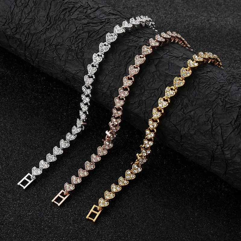 Exquisite Luxury Roman Crystal Bracelet For Women Wedding Gift Korean Rose Gold Silver Color Chain Bracelets Jewelry