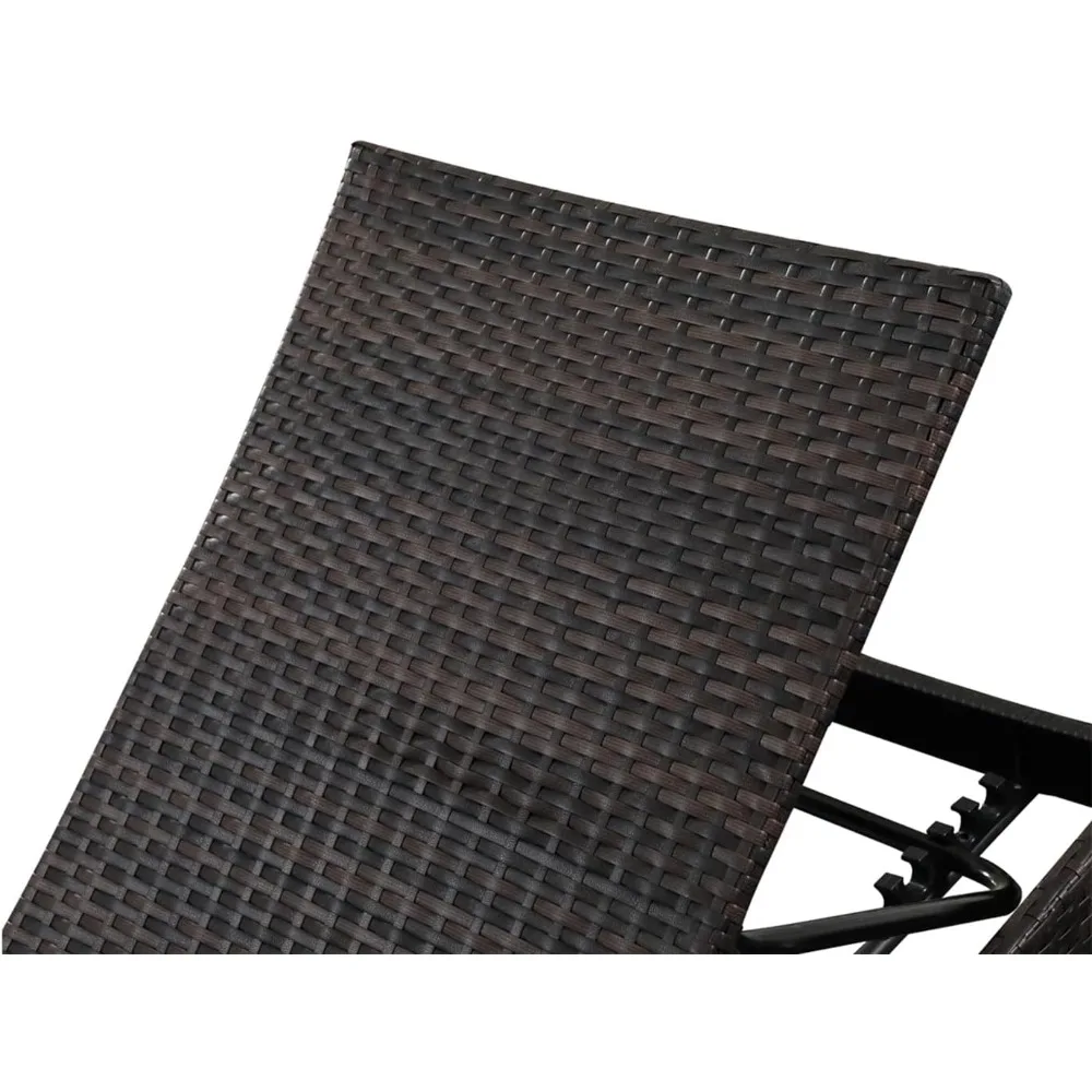 PE Rattan Adjustable Backrest Chaise Lounge Set 2, Outdoor Pool Recliner Patio Chairs Lounge Chair Set 2 for Outside Beach