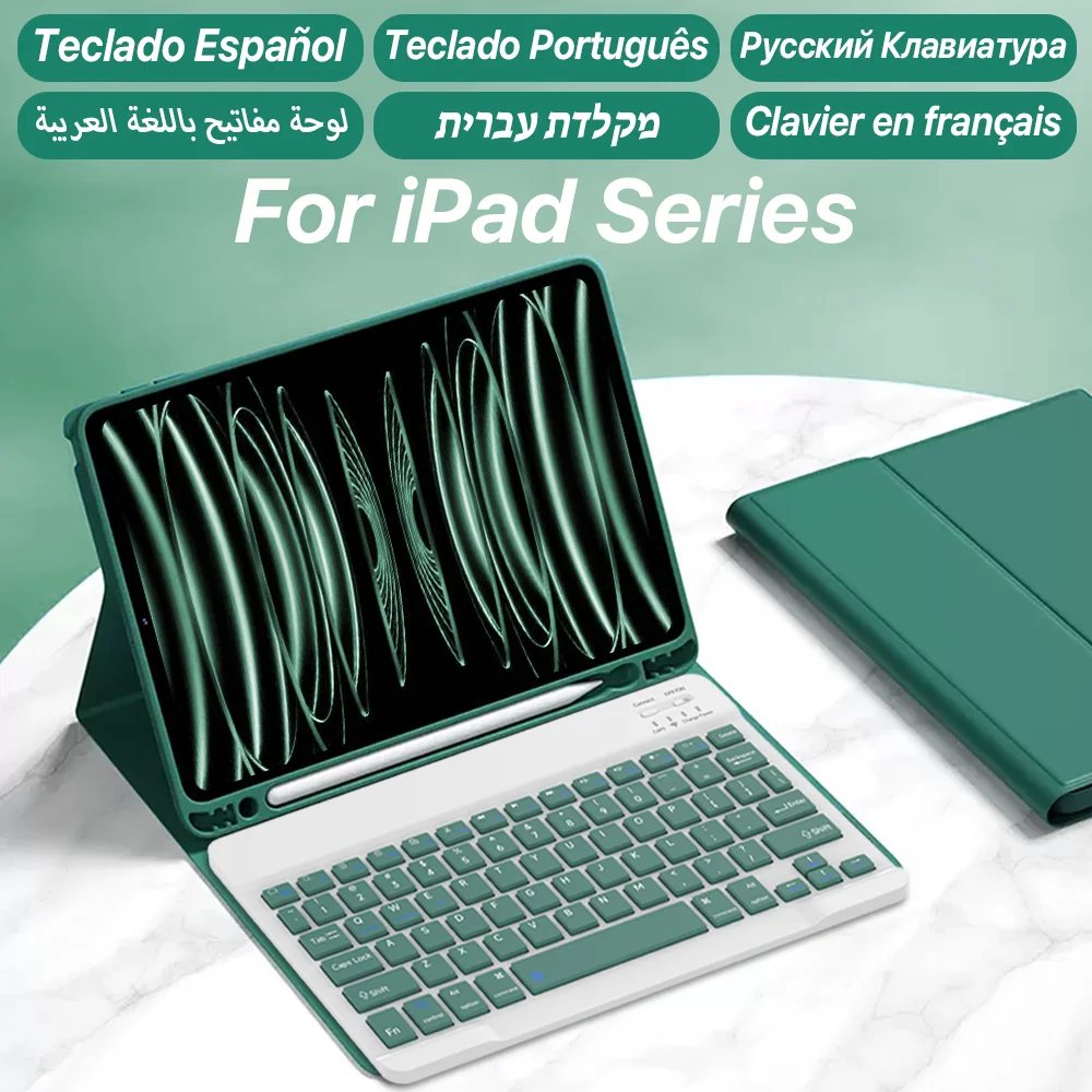 

For IPad 7/8/9th Case With Wireless Keyboard Mouse For IPad 5/6/10th Air2/3/4/5 Mini4/5/6 Pro11/12.9 Cover With Keyboard Mouse