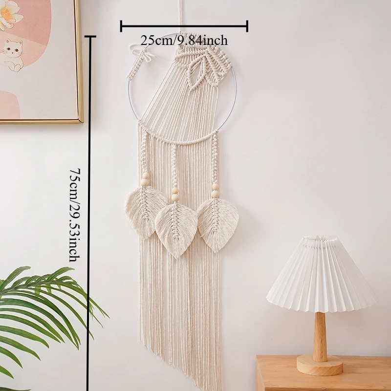 1 PC Bohemian Style DIY Handwoven Leaf Dreamcatcher Tapestry Wall Decoration for Home and Guesthouse Lovely Housewarming Present