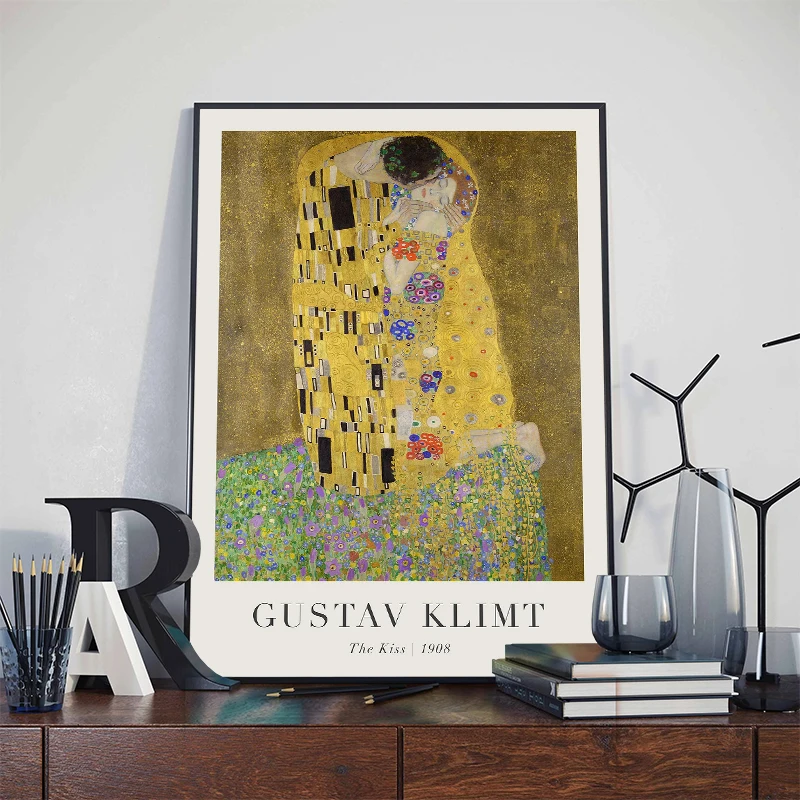 Gustav Klimt Vintage Art Exhibition Abstract Posters and Prints Canvas Painting Wall Art Picture for Living Room Home Decor