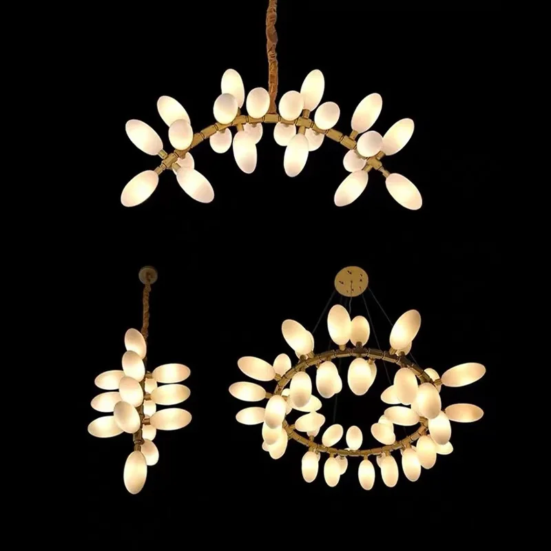 

Modern Black Branch Chandelier, Glass Shade Lustre, Dimmable Hardware Pendant Lamp for Dining Room Villa, Decor for Ceilings