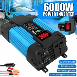 Inversor de energía portátil de cc 12V a CA 110V/220V, 4000W y 6000W, Banco de Energía Universal multifuncional, convertidor a bordo, inversor Solar