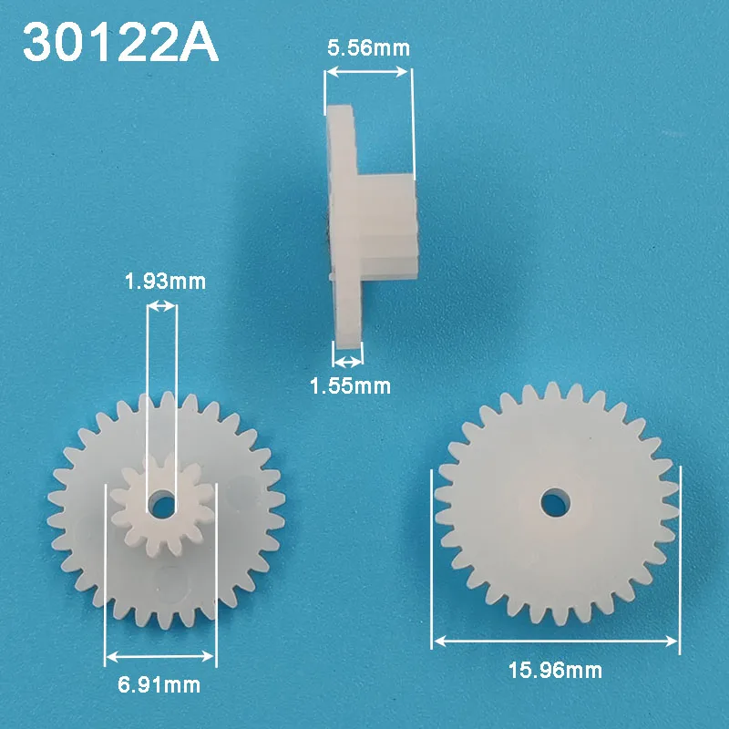 30122A 0.5M Plastic POM Gear Diameter 16mm 30 Teeth 12 Teeth Double Layer Pinion 2mm Hole DIY Toy Parts Accessories 30+12t