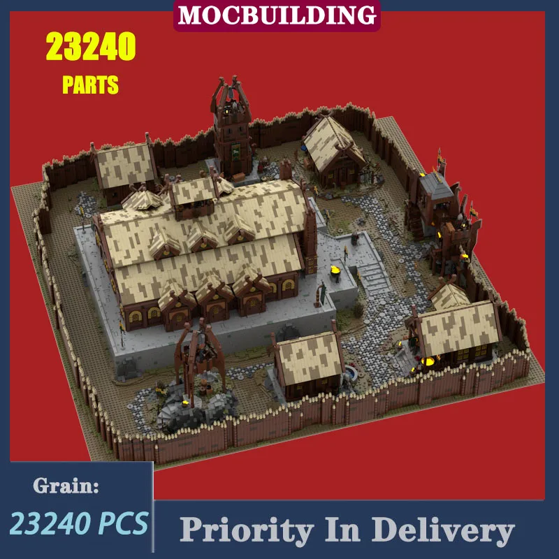 MOC Ultimate Edoras Rohan Town Movie Model Building Block Set UCS Watchtower Street View Collection Toy Gift